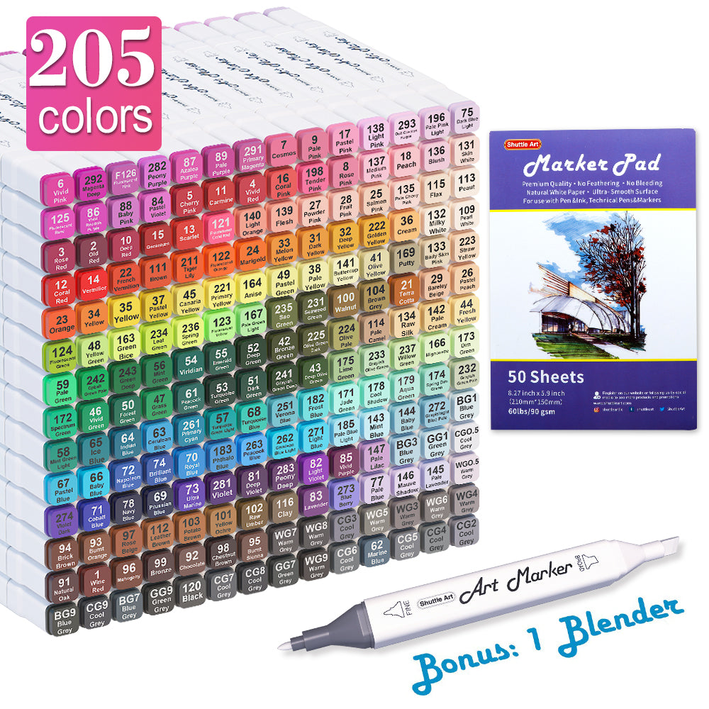 Double-sided alcohol markers in case 48 + stand