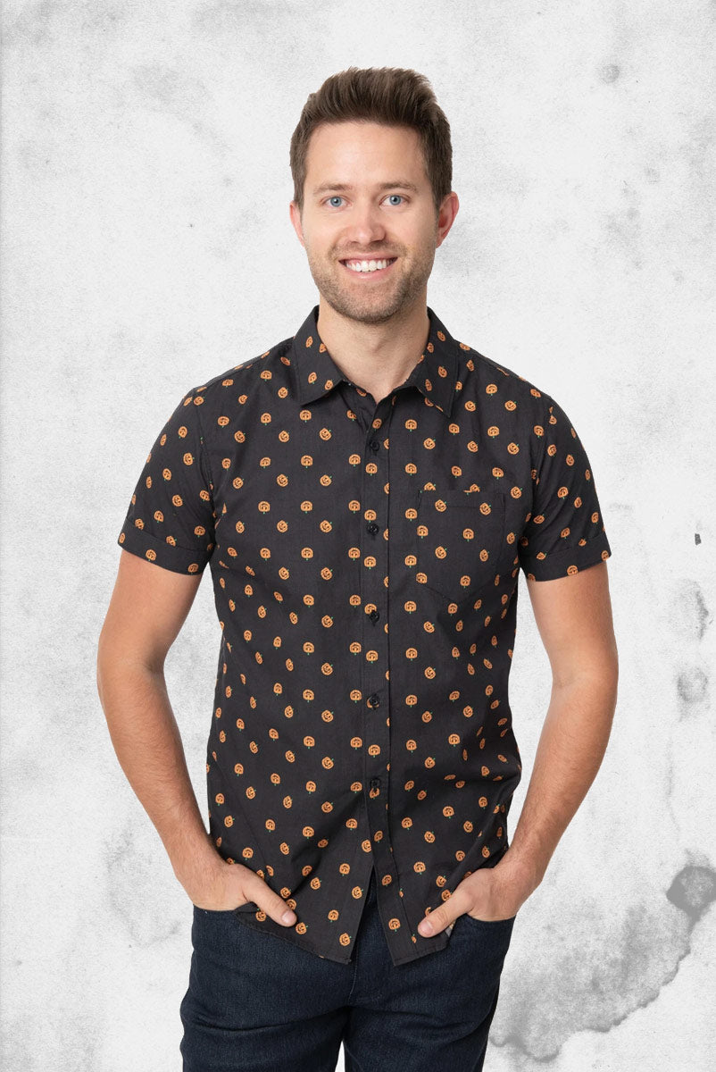 Black & Orange Pumpkin Patch Mens Shirt