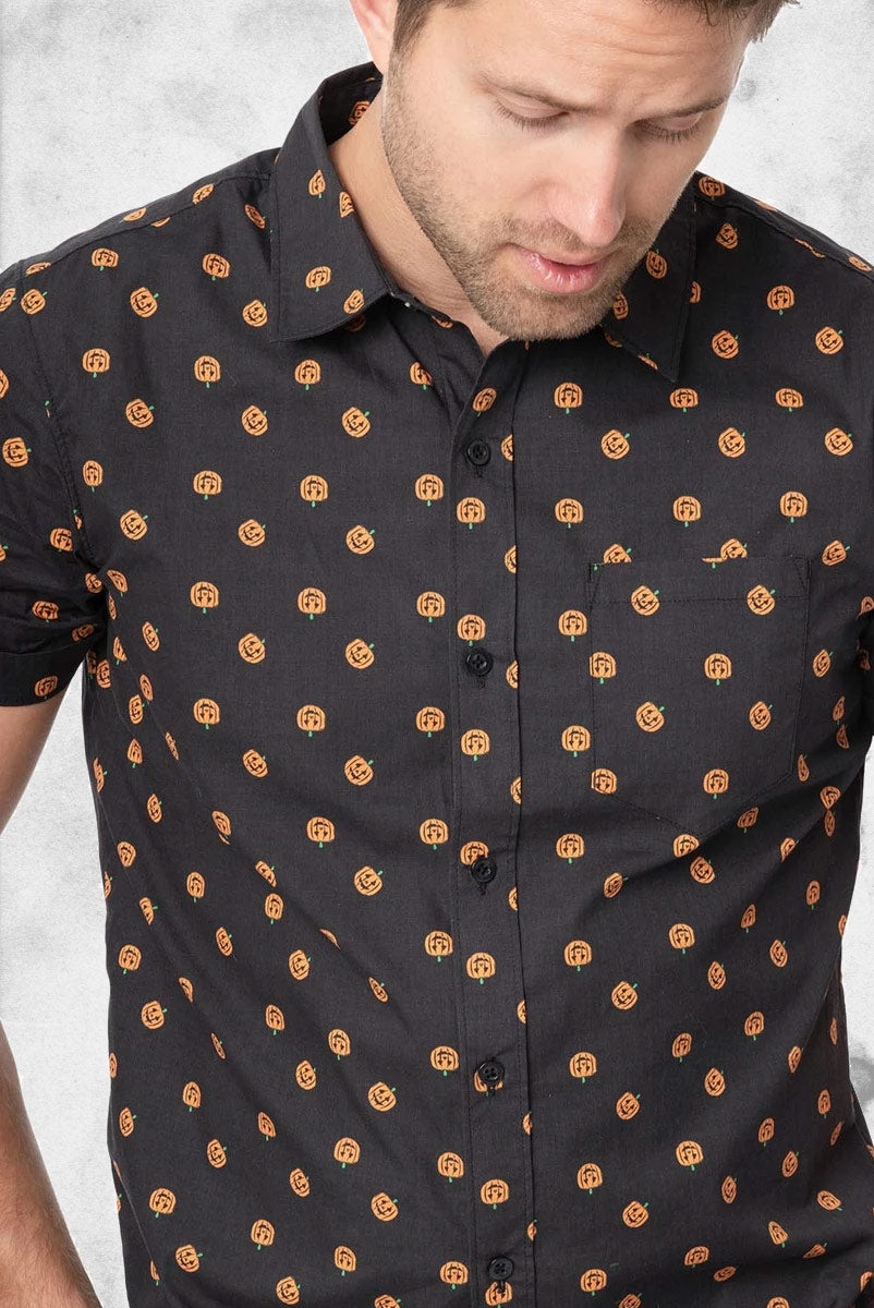 Black & Orange Pumpkin Patch Mens Shirt