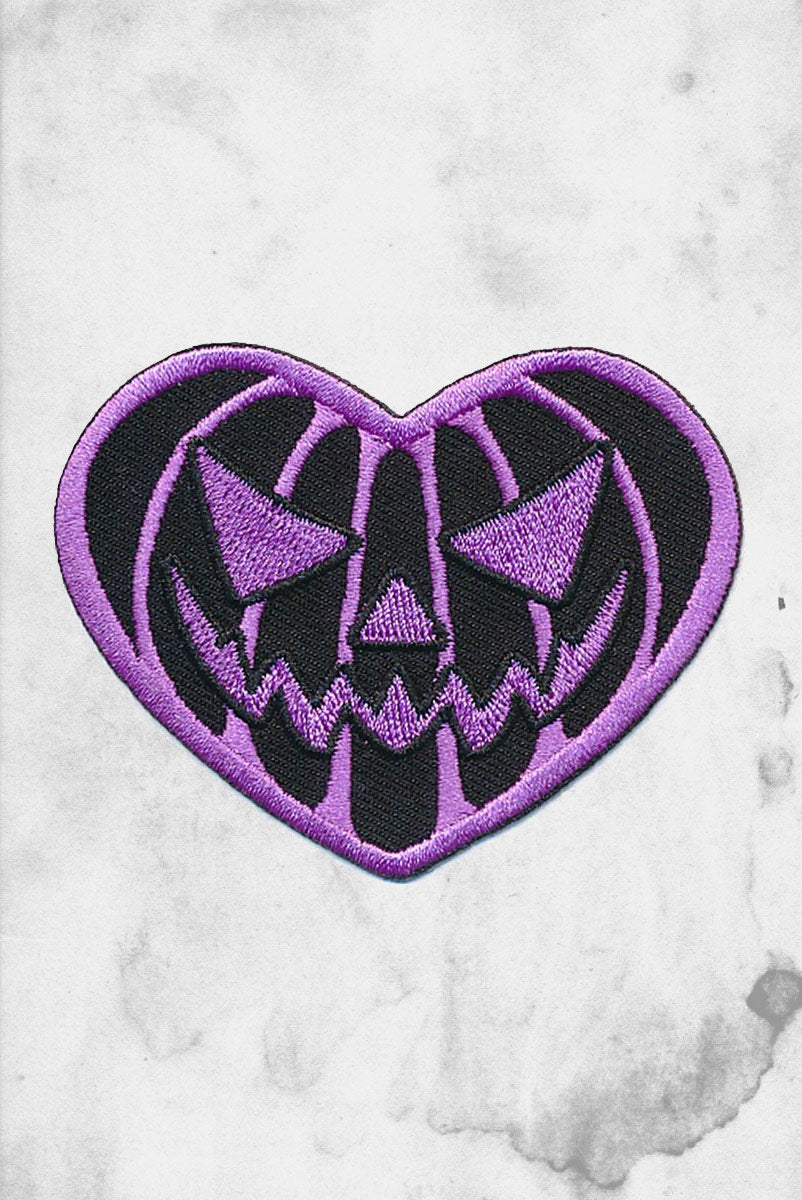 Purple Pumpkin Heart Patch