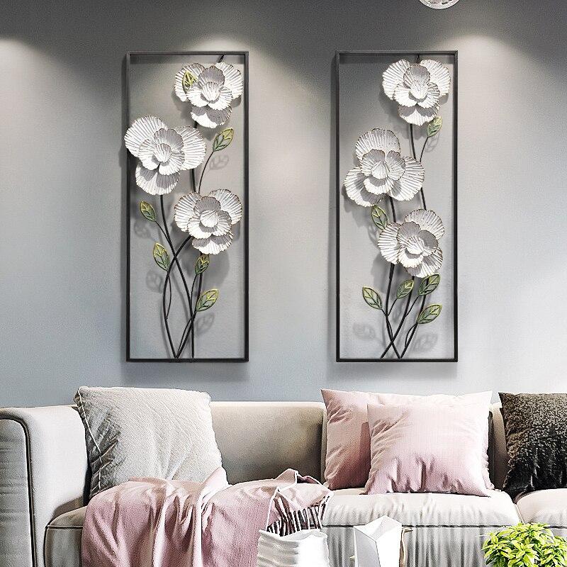 White Magnolia Flowers 3D Wall Hanging Decor Mural Pair