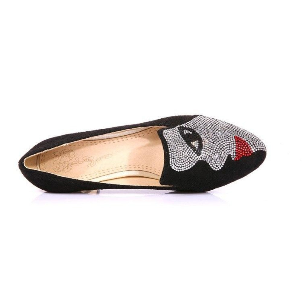 Square Heel Pumps Shoes With Abstract Face Design For Women