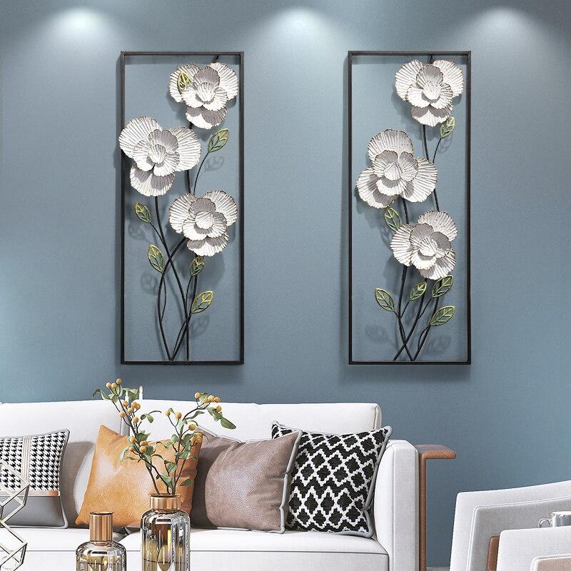 White Magnolia Flowers 3D Wall Hanging Decor Mural Pair