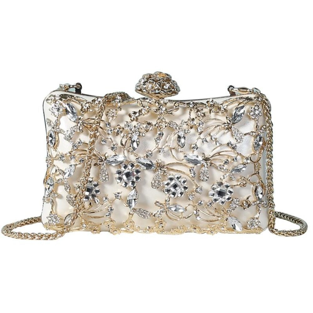 Ornate Pattern Beaded Rhinestone Clutch Bag For Women