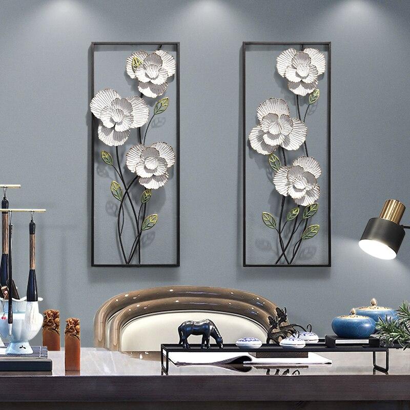 White Magnolia Flowers 3D Wall Hanging Decor Mural Pair