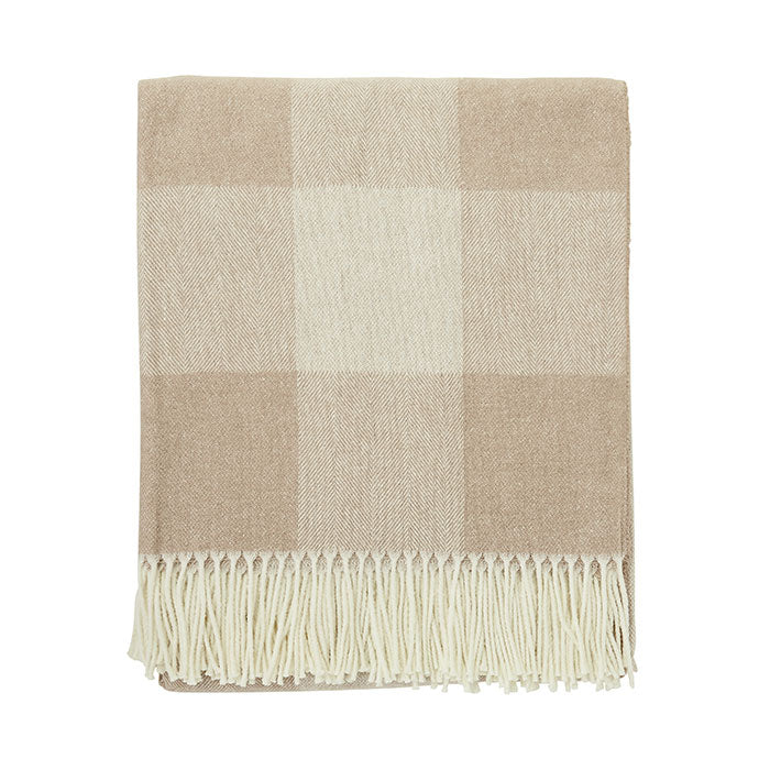 Hudson Plaid Throw in Sand