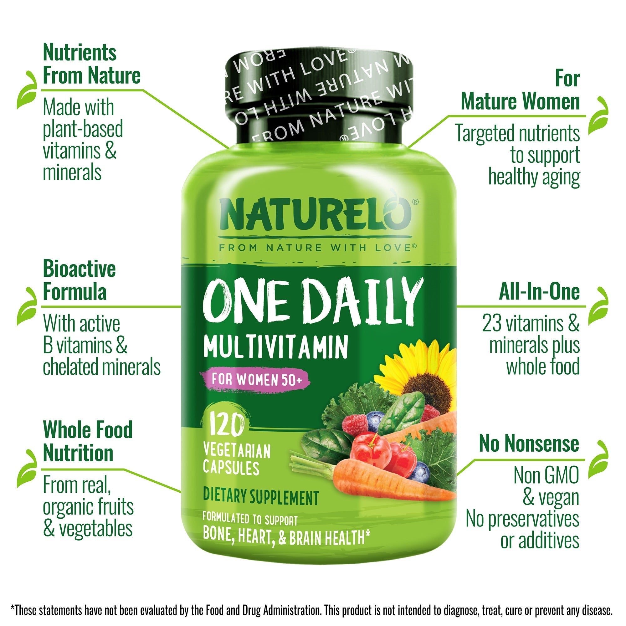 One Daily Multivitamin for Women Over 50 - Plant-Based, Whole Food Vitamin