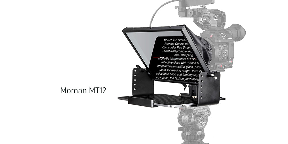 Il teleprompter a grande schermo Moman MT12 utilizza la classe di visualizzazione HD per offrirti un'esperienza di lettura perfetta durante la registrazione video di YouTube e lo streaming live di Facebook