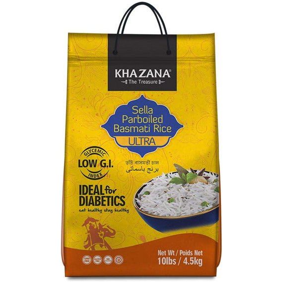 Low G.I. Parboiled Basmati Rice | 10 lbs | Khazana