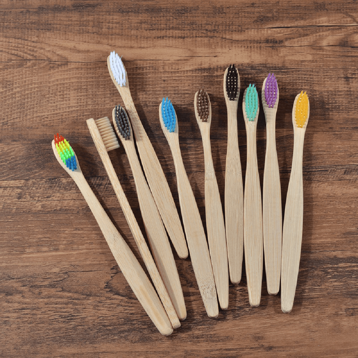 Bamboo Toothbrush Set Organic and Eco-Friendly - 10 Pcs
