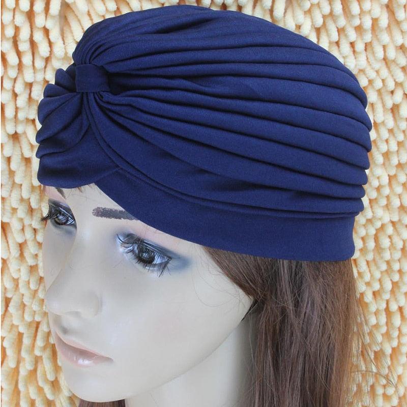 Women Swimming Cap Adjustable Long Hair Ears Turban Pleated Fabric Headwear Bathing Hat Yoga Caps