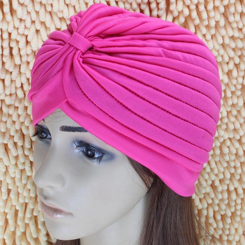 Women Swimming Cap Adjustable Long Hair Ears Turban Pleated Fabric Headwear Bathing Hat Yoga Caps