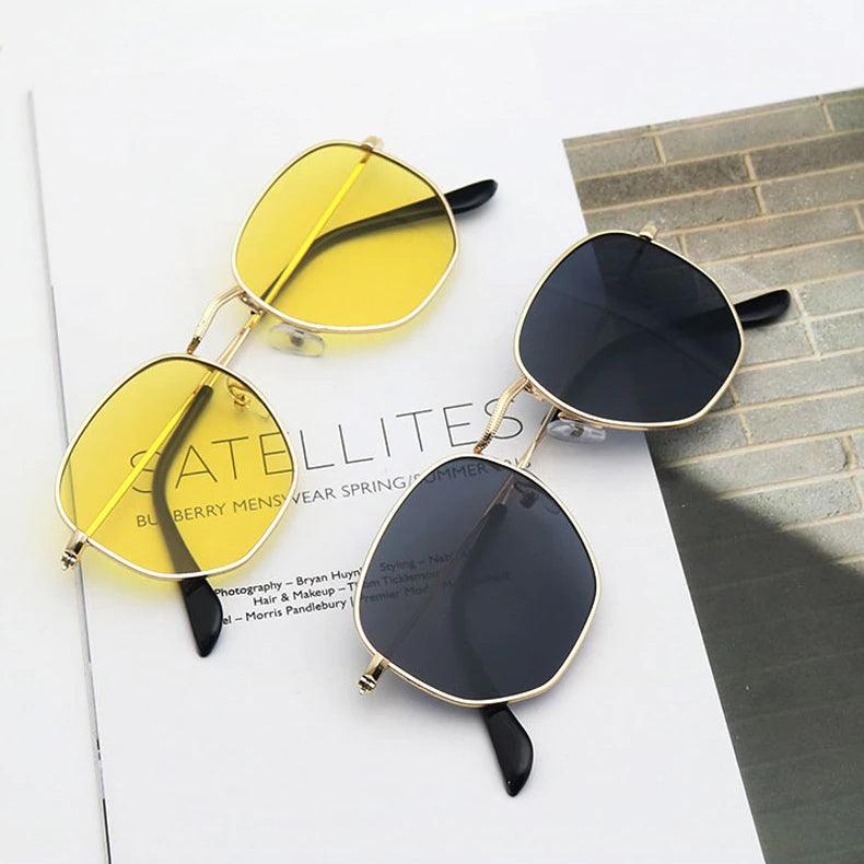 Vintage Sunglasses | Unisex Square Metal Frame Sunglasses