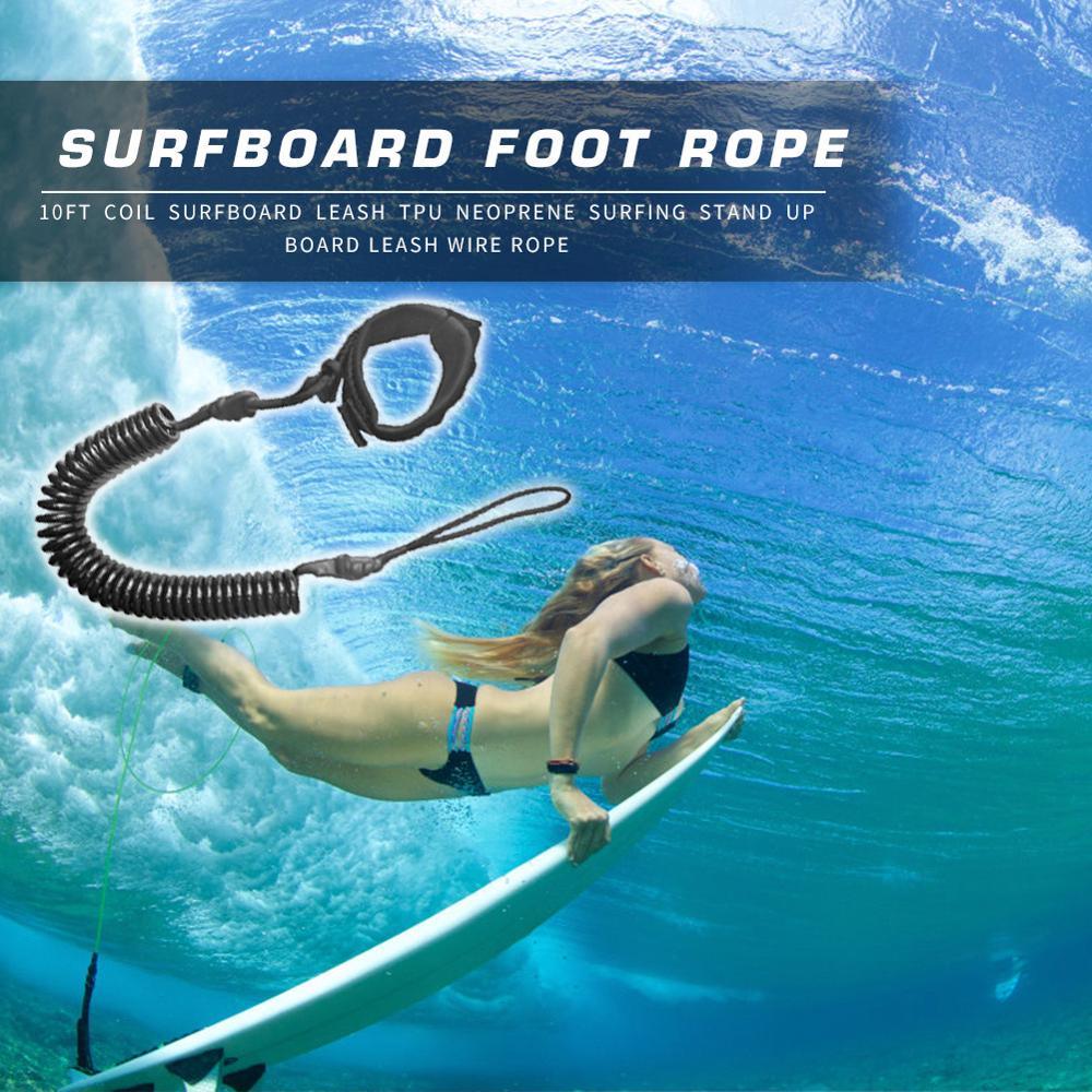 Surfboard Leash - 10ft Coiled Ankle Surfing Leash