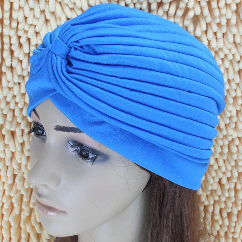 Women Swimming Cap Adjustable Long Hair Ears Turban Pleated Fabric Headwear Bathing Hat Yoga Caps