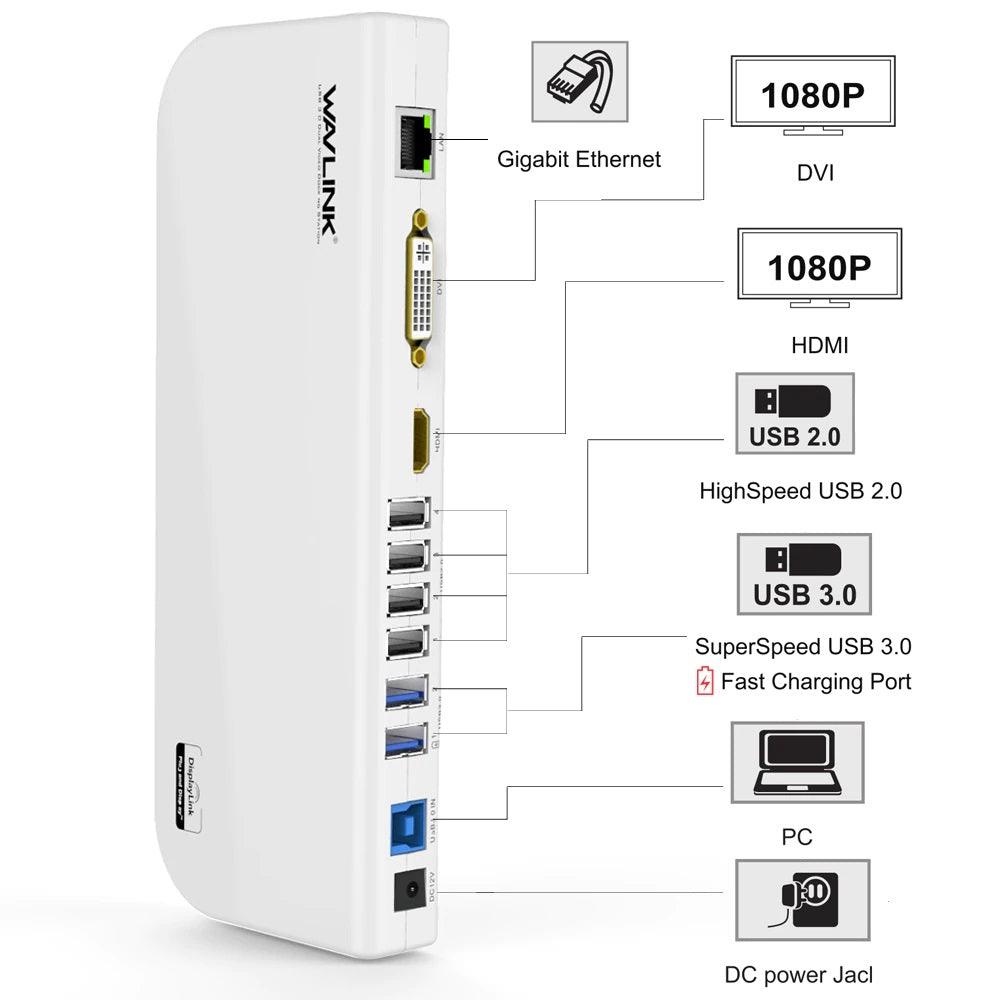 Universal Docking Station 11-in-1 USB 3.0 - For Laptops & Tablets