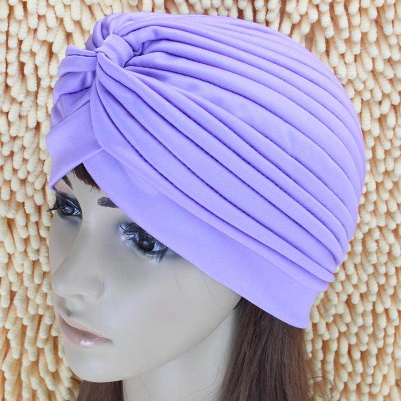 Women Swimming Cap Adjustable Long Hair Ears Turban Pleated Fabric Headwear Bathing Hat Yoga Caps