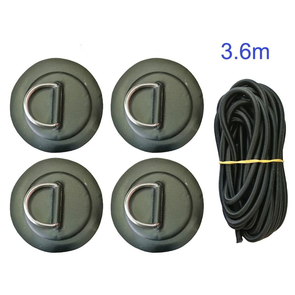Surfboard Dinghy PVC Boat Patch D-Ring Ring Pad 5mm Bungee Rope Kit