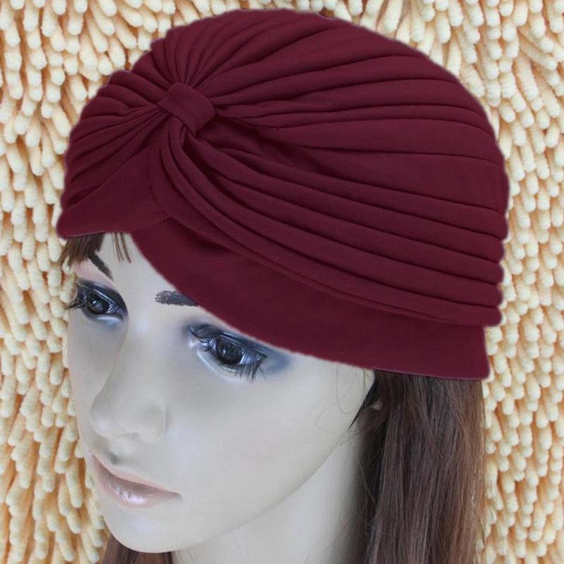 Women Swimming Cap Adjustable Long Hair Ears Turban Pleated Fabric Headwear Bathing Hat Yoga Caps