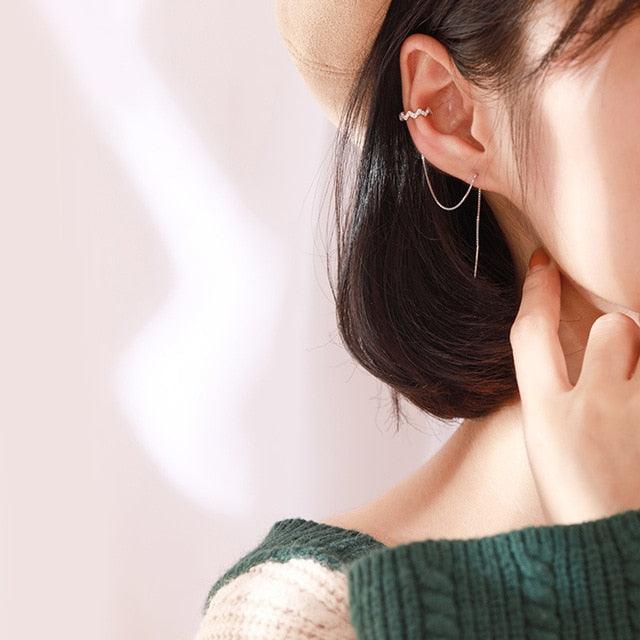 Long Tassel Earrings for Women 1 PC Ear Clip Zircon Ear Cuff | Fashion Jewelry