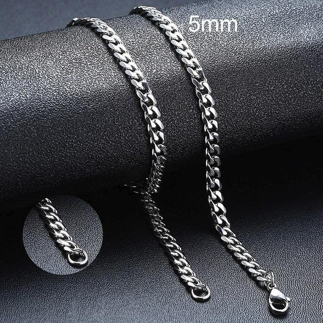 Vnox Stainless Steel Necklace for Men Women | Basic Punk Necklace | Curb Cuban Link Chain Chokers | Vintage Black Gold Tone Solid Metal