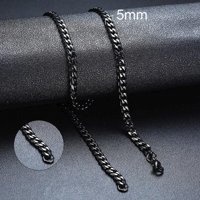 Vnox Stainless Steel Necklace for Men Women | Basic Punk Necklace | Curb Cuban Link Chain Chokers | Vintage Black Gold Tone Solid Metal