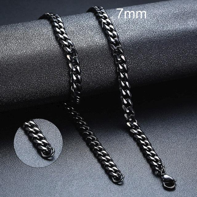 Vnox Stainless Steel Necklace for Men Women | Basic Punk Necklace | Curb Cuban Link Chain Chokers | Vintage Black Gold Tone Solid Metal