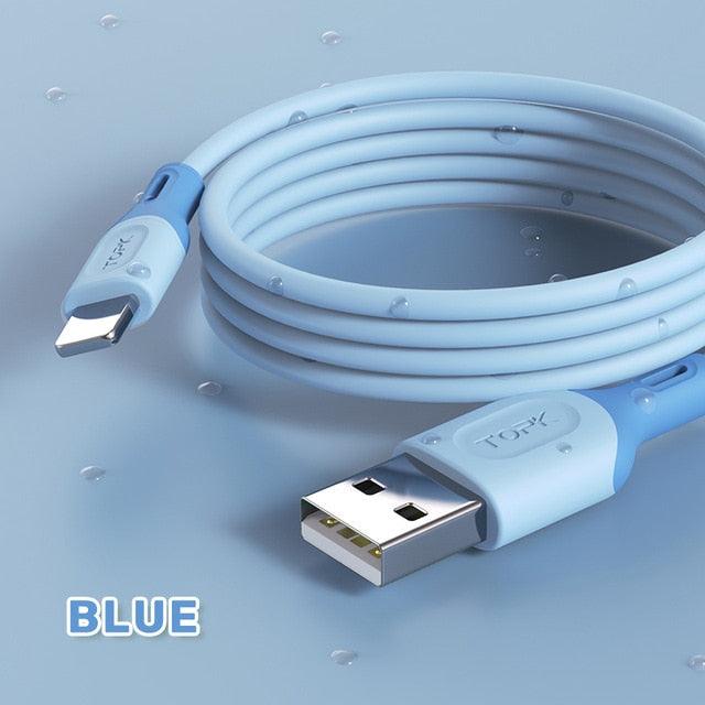 TOPK Micro USB Type C Cable for XiaoMi Red Mi Note 9 3A Fast Charging Liquid Silicone Mobile Phone Data Cable for Samsung Huawei