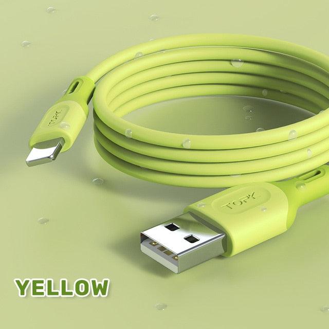 TOPK Micro USB Type C Cable for XiaoMi Red Mi Note 9 3A Fast Charging Liquid Silicone Mobile Phone Data Cable for Samsung Huawei