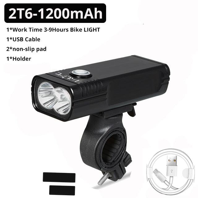 Bicycle Light Built-In 5200mAh L2/T6 USB Rechargeable Power Bank Bright 3Modes Bike Light Waterproof Headlight Bike Accessories