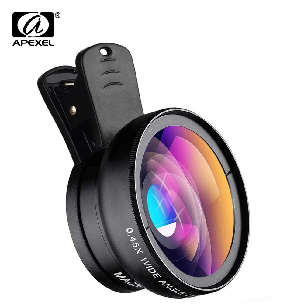 APEXEL 2 in 1 HD Camera Lens 0.45x Super Wide Angle 12.5x Macro Mobile Lens phone lens For iPhone 11 Xiaomi Samsung