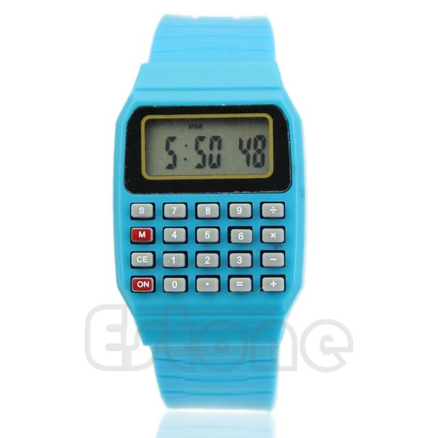 Fad Children Silicone Wrist Watch Multi-Purpose Date Kids Electronic Calculator