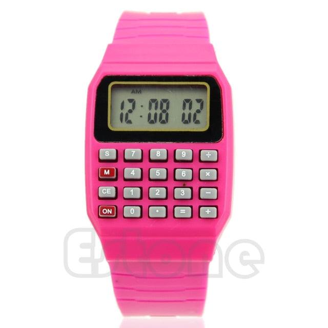 Fad Children Silicone Wrist Watch Multi-Purpose Date Kids Electronic Calculator