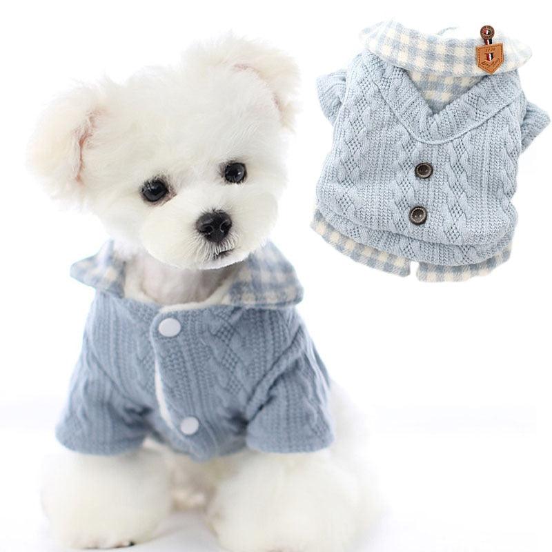 Plaid Sweater Dress for Dog | Warm Woolen Plaid Dress for Pets