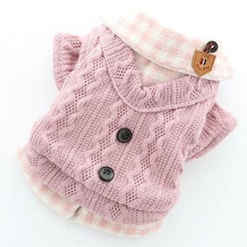 Plaid Sweater Dress for Dog | Warm Woolen Plaid Dress for Pets