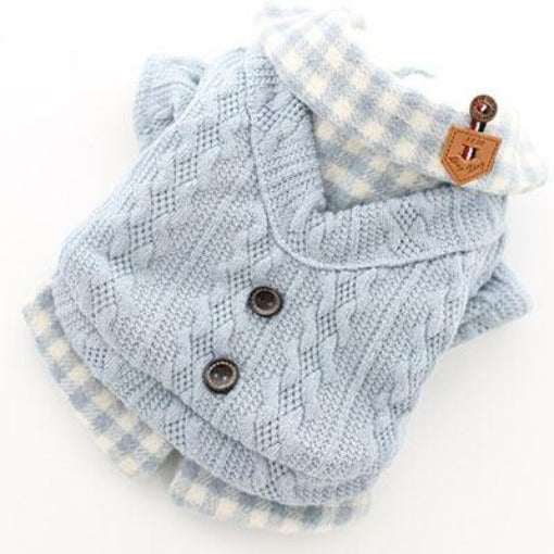 Plaid Sweater Dress for Dog | Warm Woolen Plaid Dress for Pets