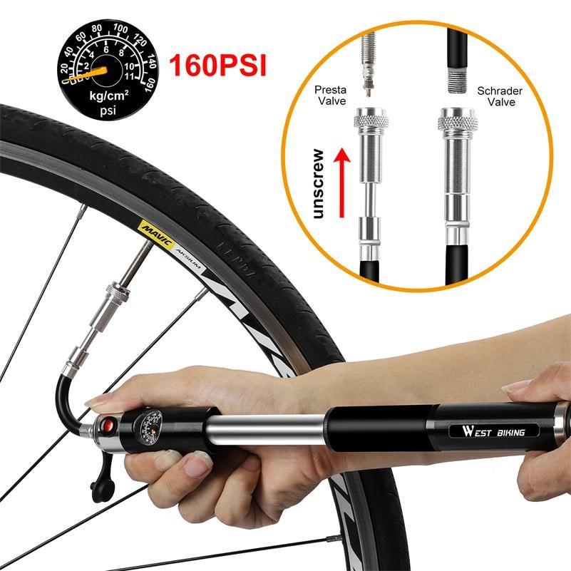 WESTBIKING Hand Air Pump for Bicycles with Pressure Gauge