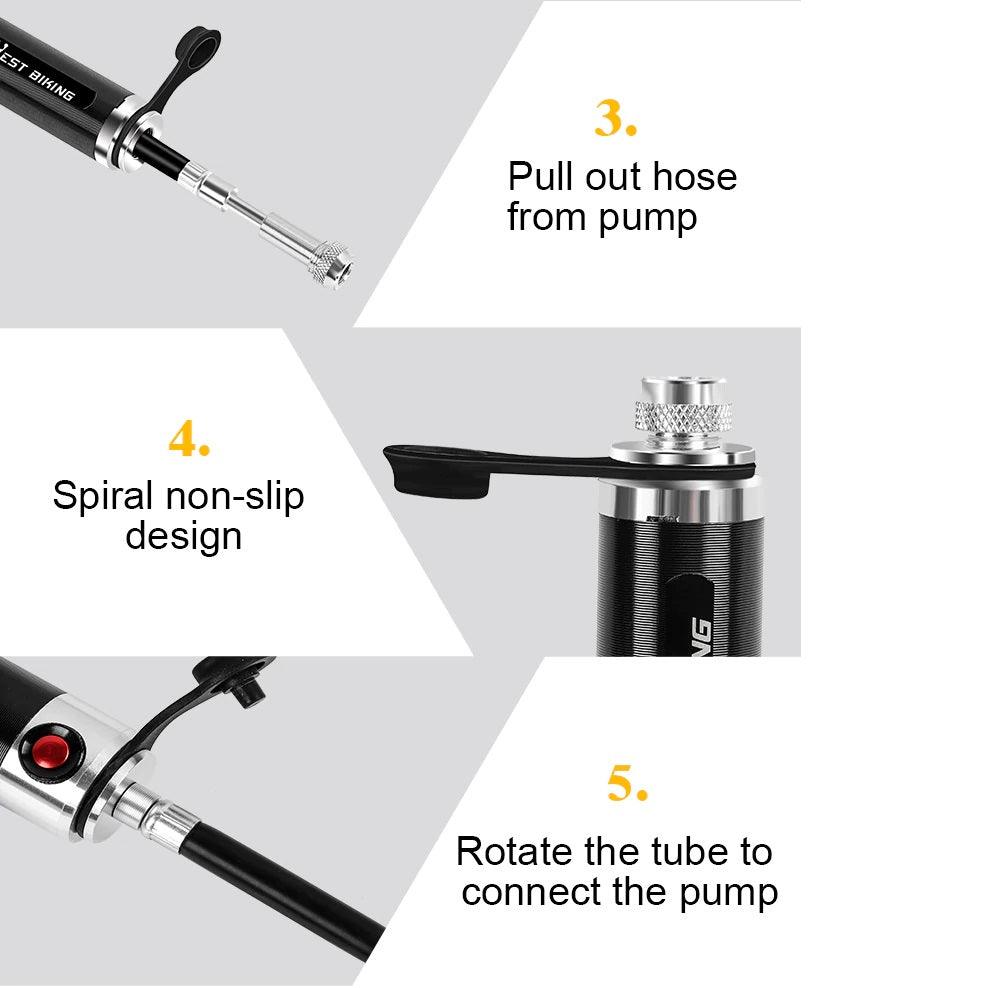 WESTBIKING Hand Air Pump for Bicycles with Pressure Gauge