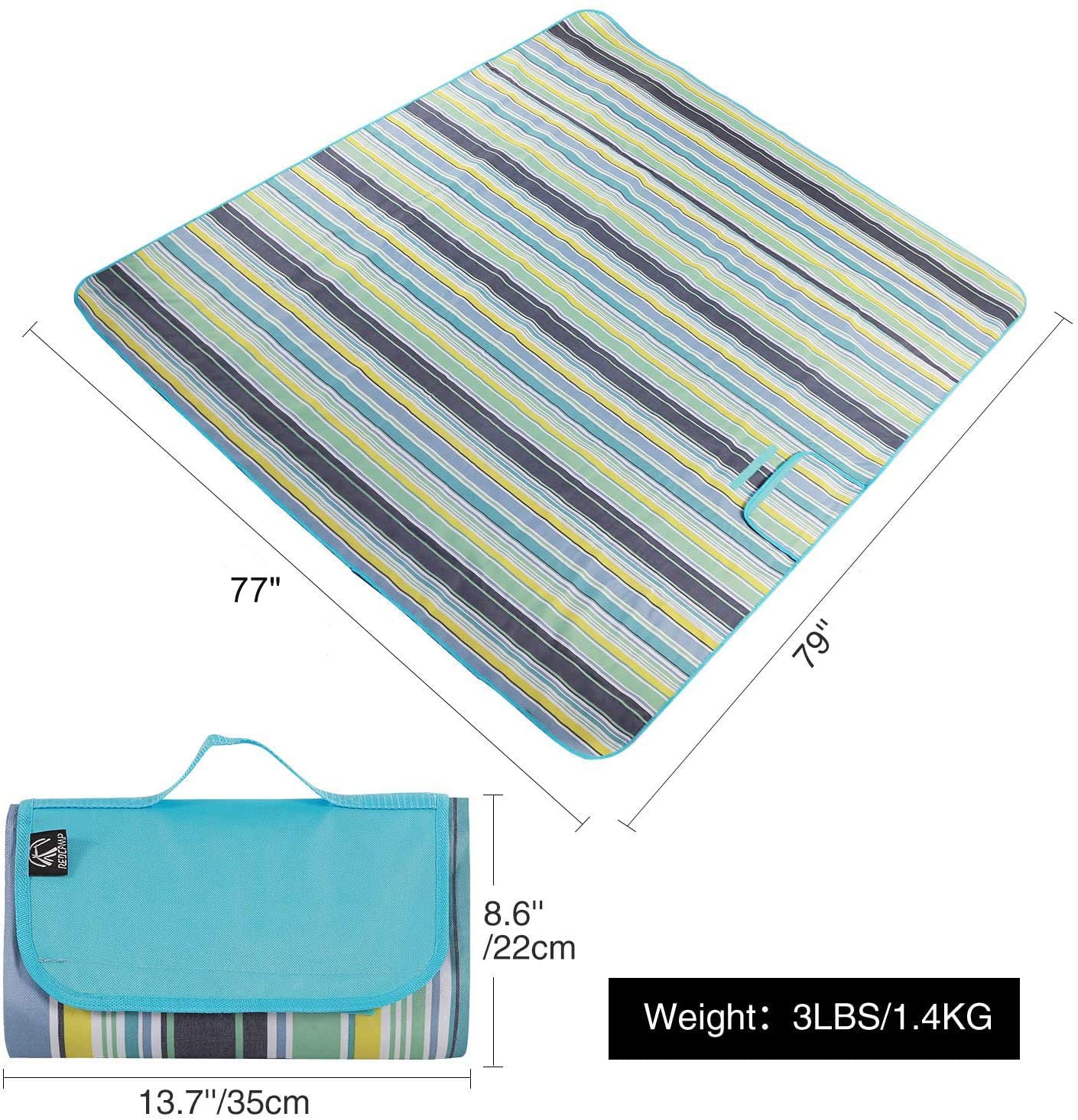 Picnic Blanket Waterproof Sandproof, Durable Oxford Folding Extra Large Picnic Mat for Outdoor Travel Beach Lawn Park, Portable