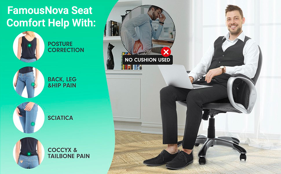 BOWERMAN Cooling Gel Enhanced Seat Cushion - Premium Quality Memory Foam -  Ortho