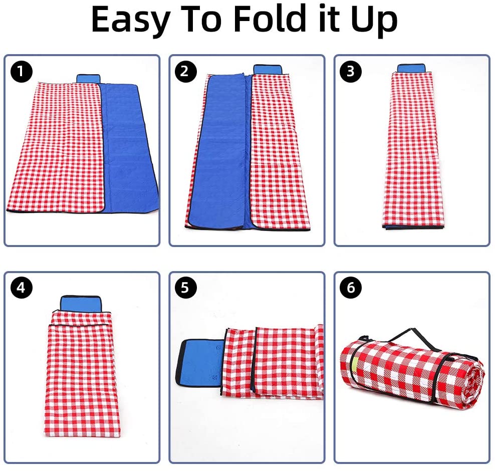 Picnic Blanket Waterproof Sandproof, Durable Oxford Folding Extra Large Picnic Mat for Outdoor Travel Beach Lawn Park, Portable