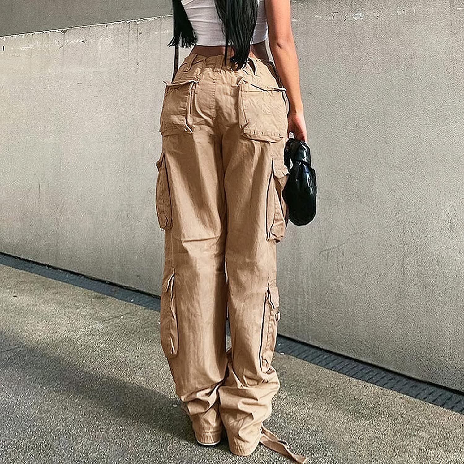 High Waist Baggy Cargo Jeans for Women Flap Pocket Relaxed Fit Straight Wide Leg Y2K Fashion Jeans