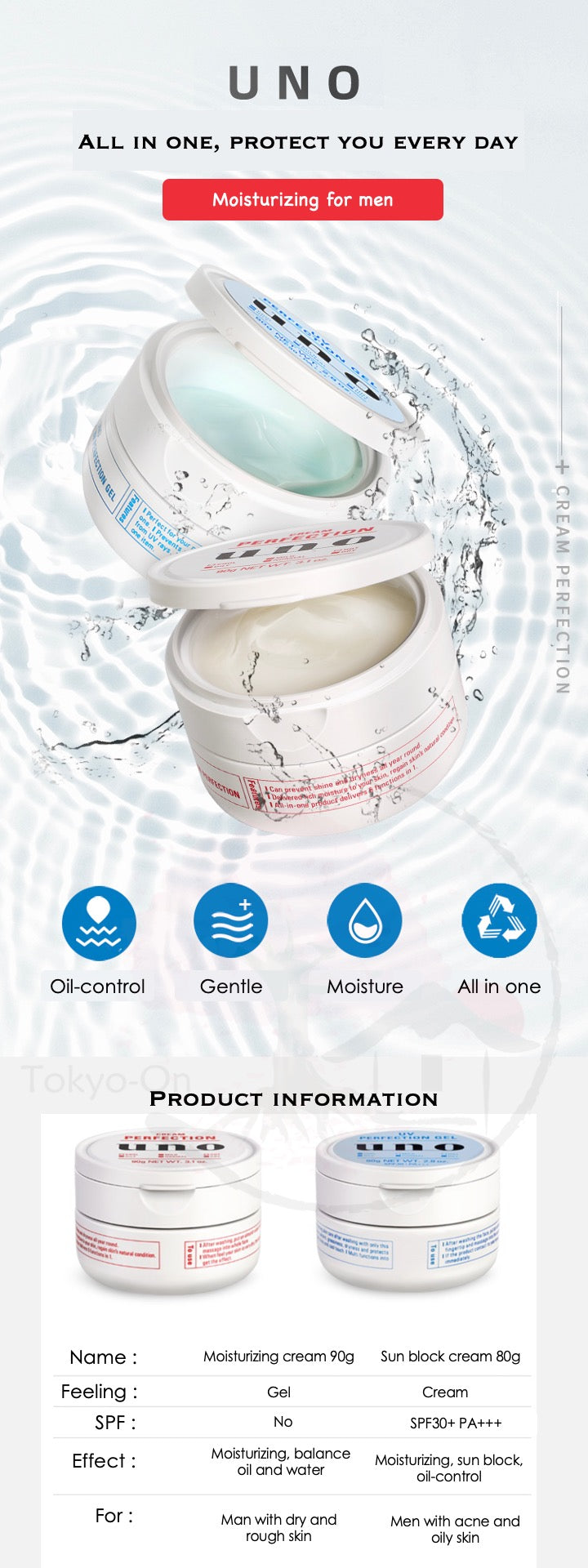 Tokyo-On Shiseido Uno All In One UV Perfection Cream SPF 30 PA+++ 90g