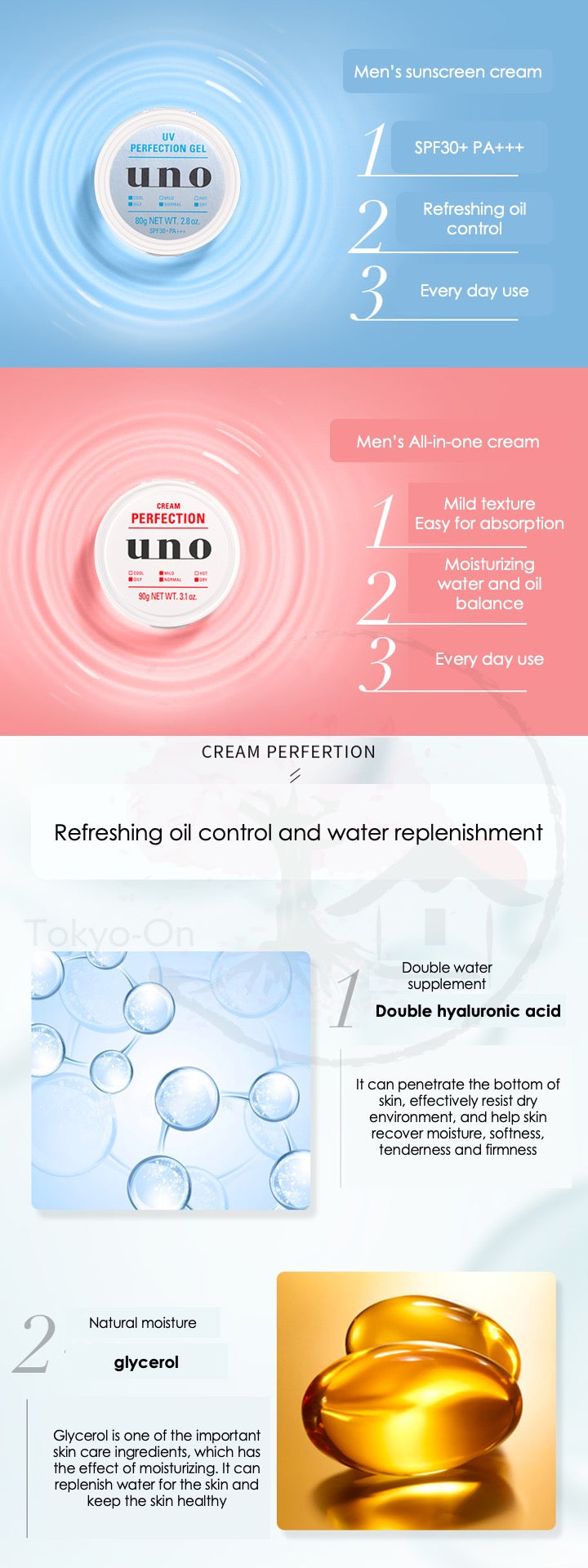Tokyo-On Shiseido Uno All In One UV Perfection Cream SPF 30 PA+++ 90g