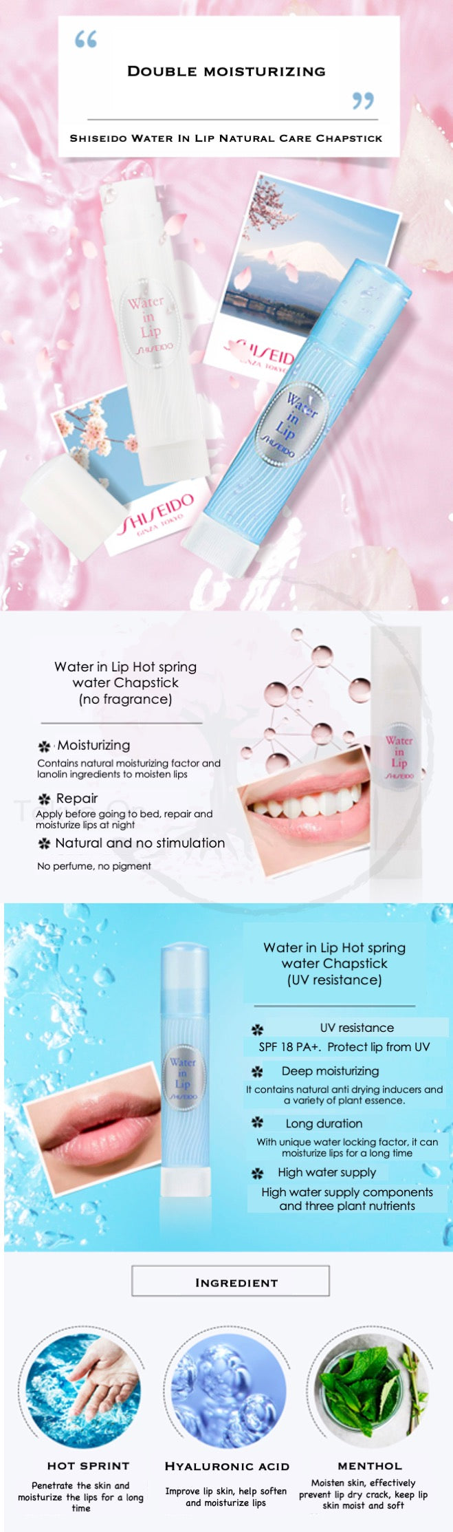 Tokyo-On Shiseido Water In Lip UV Cut Chapstick SPF18 PA+