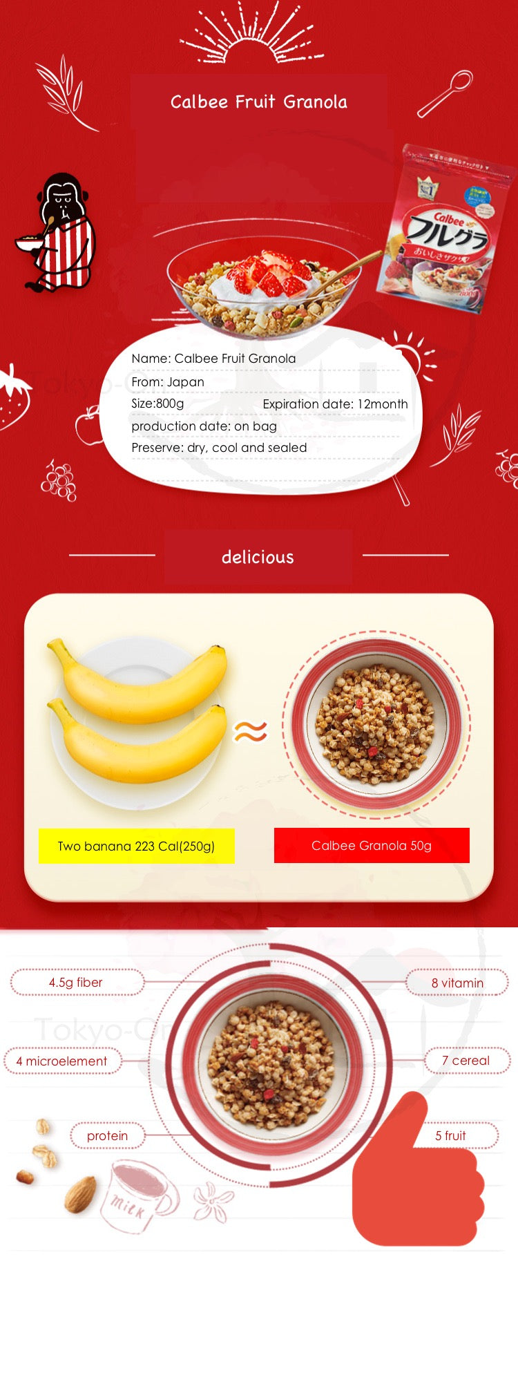 Tokyo-On Calbee Fruit Granola 800g