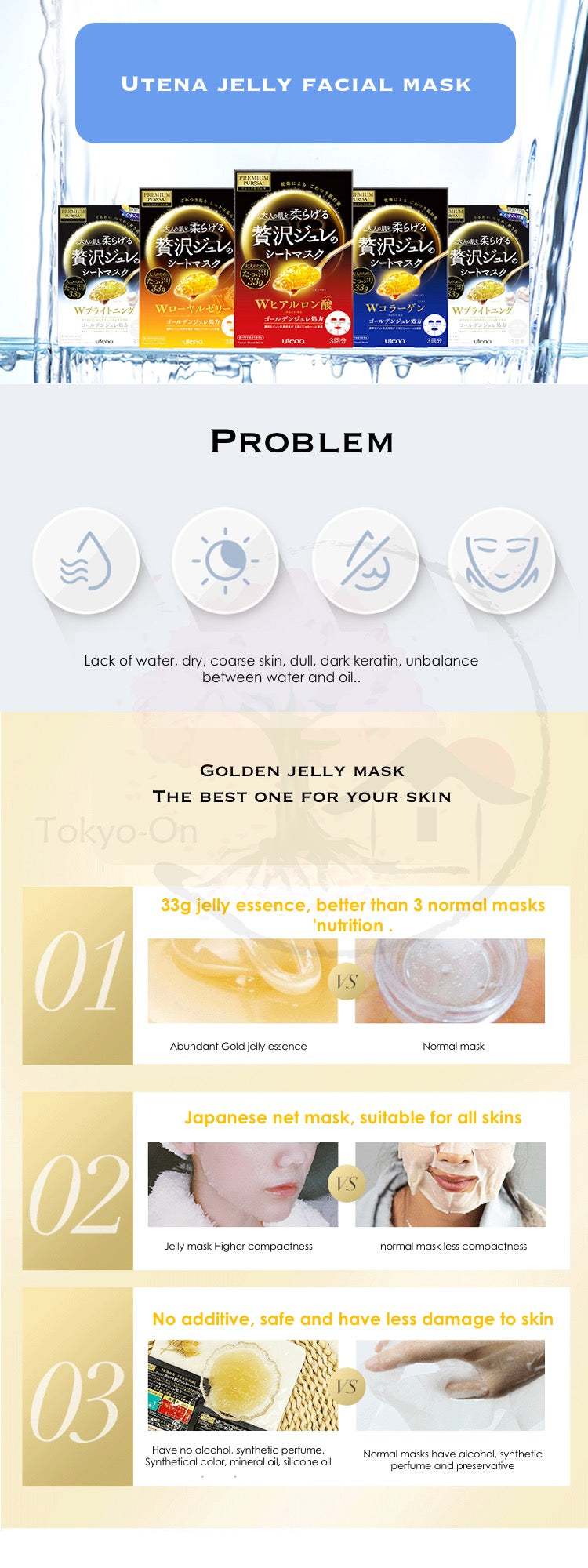 Tokyo-On Utena Premium Royal Jelly Facial Mask 3 sheets
