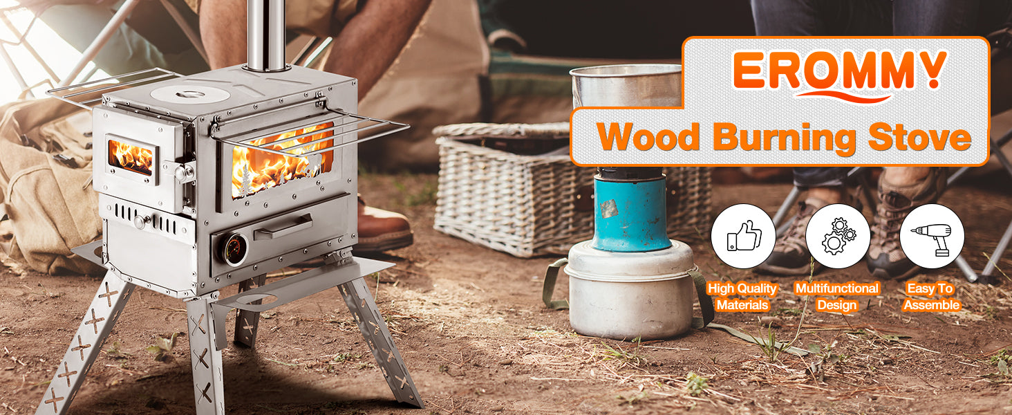 EROMMY Tent Stoves Wood Burning with Wood Oven, Camping Wood Stove for –  Erommy