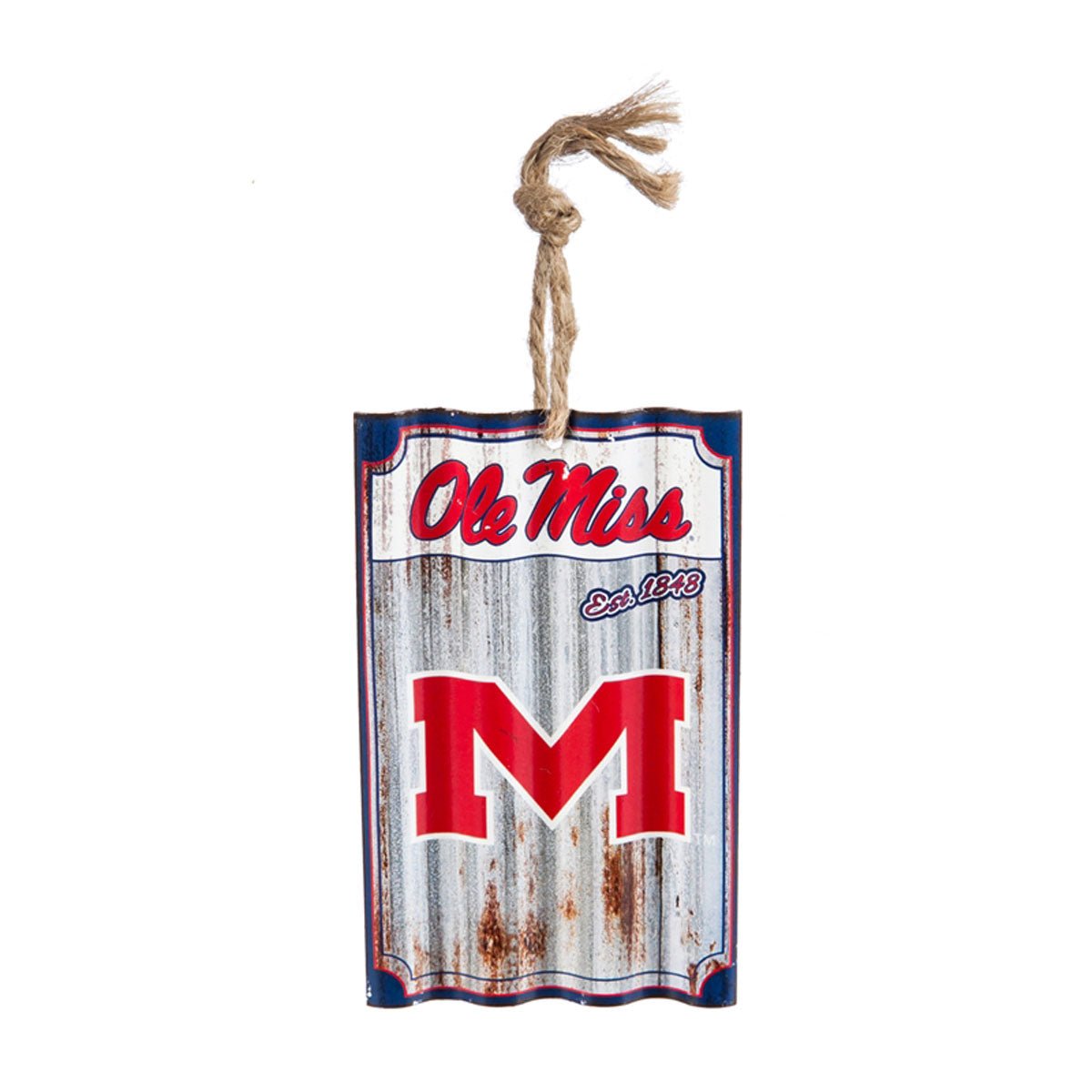 Ole Miss Metal Corrugated Ornament