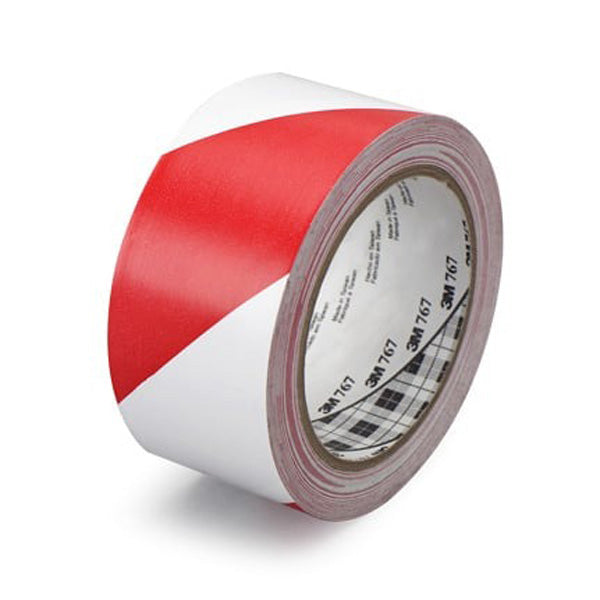 3M 767 Hazard Warning Vinyl Tape Red-White 2 in x 36 yd Roll - 767 2IN X 36YDS